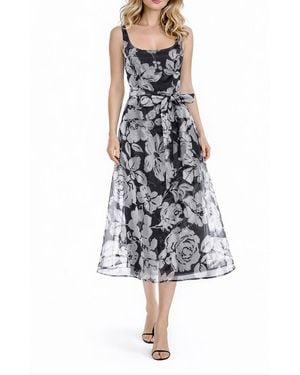 Marina Floral Organza Cocktail Dress - Blue