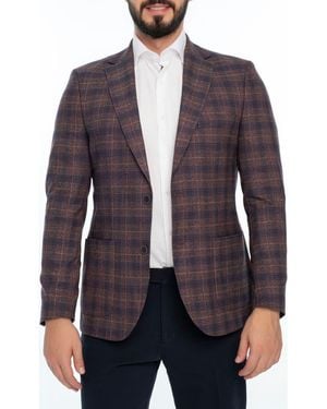 VELLAPAIS Plaid Sport Coat - Purple
