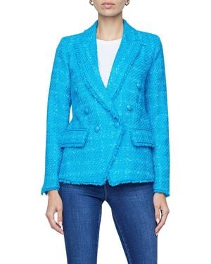 L'Agence Kenzie Fringe Double Breasted Blazer - Blue