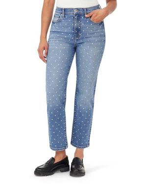 Kensie Ella Studded Ankle Straight Leg Jeans - Blue