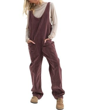 Wishlist Open Back Corduroy Jumpsuit - Red
