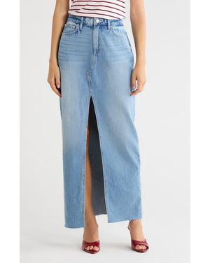 L'Agence Rysa Front Slit Denim Maxi Skirt - Blue