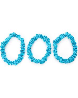 BLISSY 3-Pack Skinny Silk Scrunchies - Blue