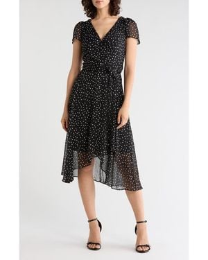 DKNY Chiffon High-Low Dress - Black