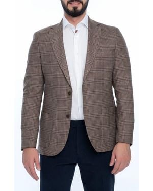 VELLAPAIS Plaid Sport Coat - Brown
