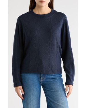 Democracy Textured Knit Dolman Sleeve Top - Blue