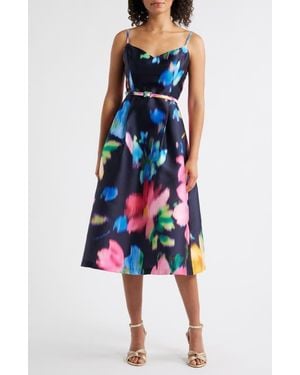 Julia Jordan Abstract Floral Cocktail Dress - Blue