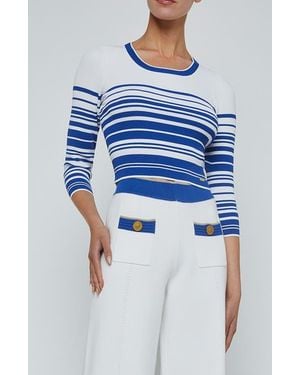 L'Agence Yukio Stripe Rib Sweater - Blue