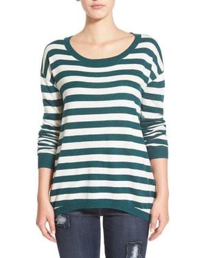 BP. Stripe Scoop Neck Pullover - Green