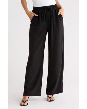 Leith Airflow Pull-On Wide Leg Pants - Black