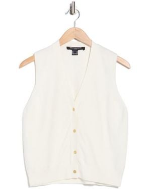 French Connection Cozy Sleeveless Cardigan - Natural