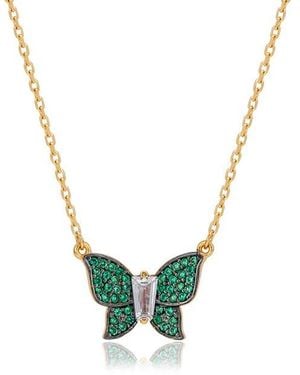 Suzy Levian Cubic Zirconia Butterfly Pavé Pendant Necklace - Blue