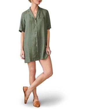 Faherty Paradise Point Linen Shirtdress - Green