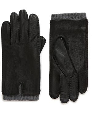 Vince Cashmere-Lined Leather Driving Gloves - Black