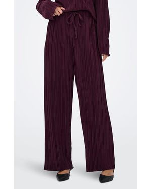 ONLY Pery High Waist Plissé Flare Leg Pants - Purple