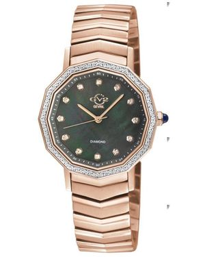 Gevril Spello Ii Mother-Of-Pearl & Diamond Bracelet Watch, 36Mm - Gray