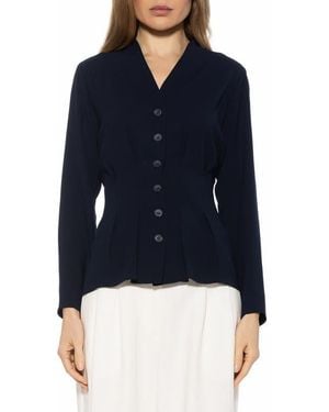 Alexia Admor Amaris Cinched Waist Button-Up Shirt - Blue