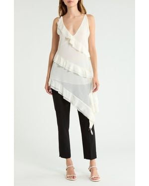 Vigoss Asymmetrical Ruffle Trim Camisole - Natural