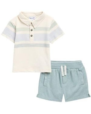 Splendid Stripe Polo & Shorts Set - Blue