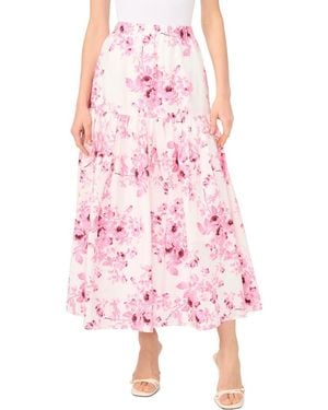 1.STATE Tiered Print Cotton Maxi Skirt - Pink