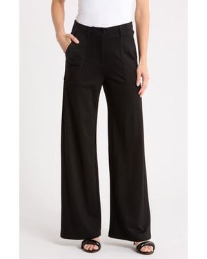 Max Studio High-Waist Ponte Straight Pants - Black