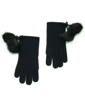 Portolano Pompom Wool Blend Gloves - Black