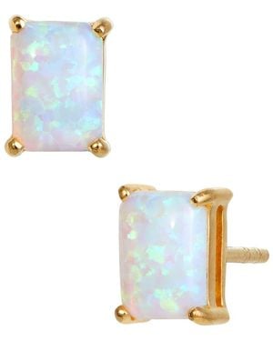 Savvy Cie Jewels Vermeil Sterling Emerald Cut Cz Box Stud Earrings - Blue