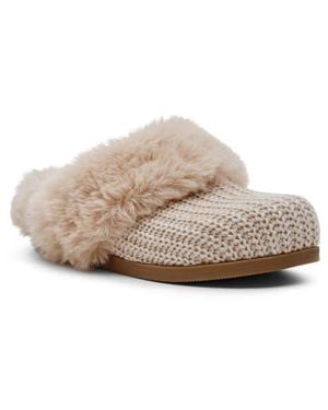 Dolce Vita Adler Knit Faux Fur Slipper - Natural