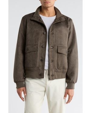 Tahari Faux Suede Jacket - Brown