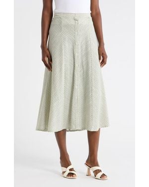 Max Studio Stripe Button Front Maxi Skirt - Natural