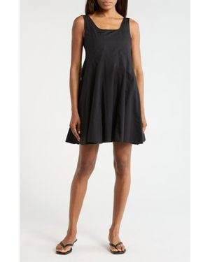 Theory Sleeveless Seam Poplin Skater Dress - Black