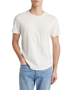 BUCK MASON Curve Hem Cotton Slub T-Shirt - White