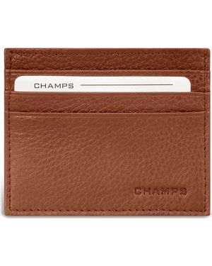 CHAMPS Slim Leather Card Wallet - Brown