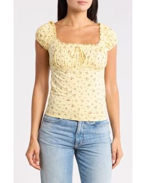 Abound Cap Sleeve Ruched Top - Blue