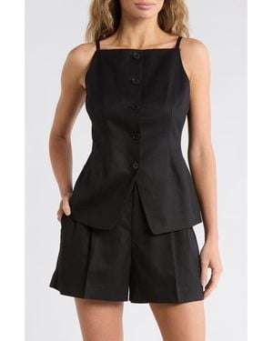 Madewell Harlow Square Neck Drapey Twill Vest - Black