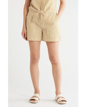 Sanctuary Socialize Gingham Embroidered Eyelet Cotton Shorts - Natural