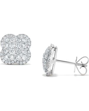 H.J. Namdar 14K Pavé Diamond Clover Stud Earrings - Metallic