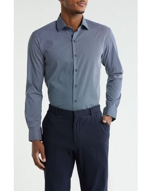 DKNY Dot Stripe Stretch Dress Shirt - Blue