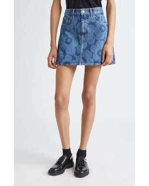 Marimekko Maridenim Ruudut Unikko Denim Miniskirt - Blue