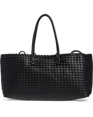 Moda Luxe Woven Stitch Shoulder Bag - Black