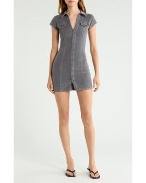 BDG Short Sleeve Corduroy Mini Shirtdress - Black