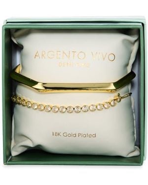 Argento Vivo Set Of 2 Geometric Bangle & Cubic Zirconia Tennis Bracelets - Green