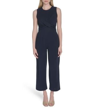 Calvin Klein Knotted Wide Leg Jumpsuit - Blue