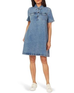 Scotch & Soda Short Sleeve Denim Polo Dress - Blue