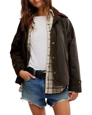Free People Cori Waxed Cotton Jacket - Black