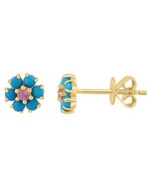 Effy Flower Stud Earrings - Blue