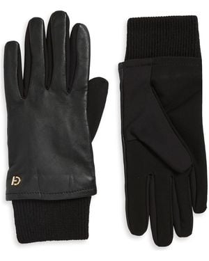 Cole Haan Leather Stretch Palm Gloves - Black