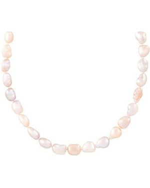 Splendid Rhodium Plated Sterling 8-9Mm Cultured Freshwater Pearl Necklace - Pink