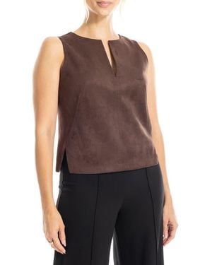 Max Studio Sleeveless Faux Suede Top - Brown