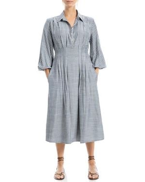 Max Studio Stripe Balloon Sleeve Shirtdress - Gray